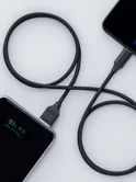 Кабель Axxa USB-A - USB-C нейлон, 2А, черный, 2м, 7269