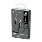 Аудиокабель Breaking Graphite, Lightning - AUX, 1м, черный, 24115