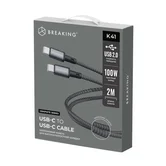 Кабель Breaking Graphite K41, USB-C - USB-C, 100W, 5.0A, 2м, 21746