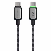 Кабель Breaking Deep, USB-C - USB-C, 100W, 5.0A, LED индикатор, 1м, черный, 21748