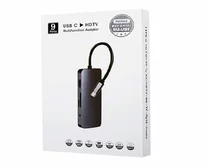 USB-C HUB Remax RU-U91 9в1, серый, 3USB-A+USB-C+HDMI+SD/TF+3.5mm+Ethernet