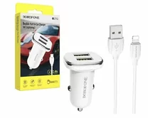 АЗУ-2USB-A Borofone BZ12 2.4A + кабель USB-A - Lightning белый