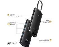 USB-C HUB Baseus Lite Series 5-Port USB-C - HDMI+USB-A 3.0*3+PD (черный)