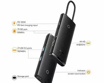 USB-C HUB Baseus Lite Series 6-Port USB-C - HDMI+USB-A 3.0*2+PD+SD/TF (черный)