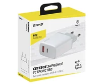 СЗУ 1USB-A + 1USB-C Axxa PD 3.0, QC 3.0, 20W, белый, 2404
