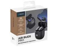 Bluetooth стереогарнитура Deppa Air Buds Pro, TWS, BT5.3, LED, 300mAh, черная