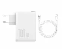 СЗУ 2USB-A + 2USB-C Baseus GaN2 100W + кабель USB-C-USB-C белый, 1м