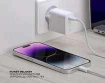 СЗУ-1USB-C Deppa, PD, 20W, белый, 11424