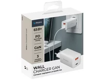 СЗУ 1USB-A + 1USB-C Deppa PD 3.0, QC 3.0, 65W, GaN, белый, 11434