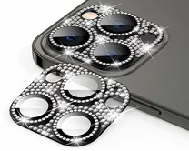Защитная накладка на камеру iPhone 14/14 Plus 3D со стразами черная