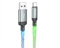 Кабель Hoco U112 USB-C - USB-A, светящийся серый, 1,2м