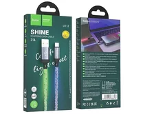Кабель Hoco U112 USB-C - USB-A, светящийся серый, 1,2м