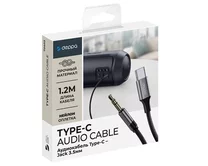Аудиокабель Deppa USB-C - AUX 3.5мм, 1.2м, нейлон, черный