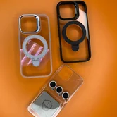 Чехол iPhone 16 Njoyny N23 Ring Stand Clear (белый)