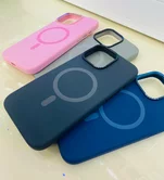 Чехол iPhone 15 Pro Max Njoyny Metal Silicone (розовый)