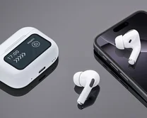 Bluetooth стереогарнитура Deppa AirPro3 ANC, TWS, BT 5.3, 350mAh, LCD, белая