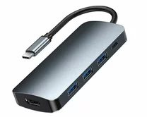 Type-C HUB Remax RU-U5 4USB, 1type-c, 1hdmi серый