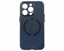 Чехол iPhone 14 Pro Leather Magnetic (темно-синий)