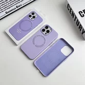 Чехол iPhone 12 Pro Max Leather Candy MagSafe (лиловый)