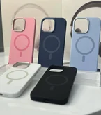 Чехол iPhone 14 Pro Njoyny Metal Silicone (синий)