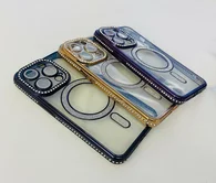 Чехол iPhone 14 Pro Glitter MagSafe (золотой)