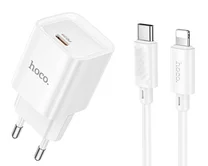 СЗУ-1USB-C Hoco C146A + кабель Type-C-Type-C, 20W белый