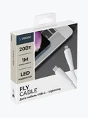 Дата-кабель Deppa, Fly USB-C - Lightning, 1м, 3A, белый, 72533