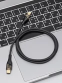 Дата-кабель Deppa Crystal, USB-C - Lightning, 1м, 3A, черный, 72503