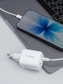 СЗУ Deppa, 2USB-C, PD 3.0, QC 4.0+, 45W, GaN, белый, 11479