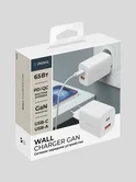 СЗУ 1USB-A + 1USB-C Deppa PD 3.0, QC 5.0, 65W, GaN, белый, 11491